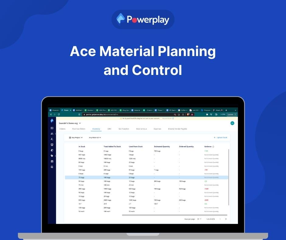Ace material planning and control