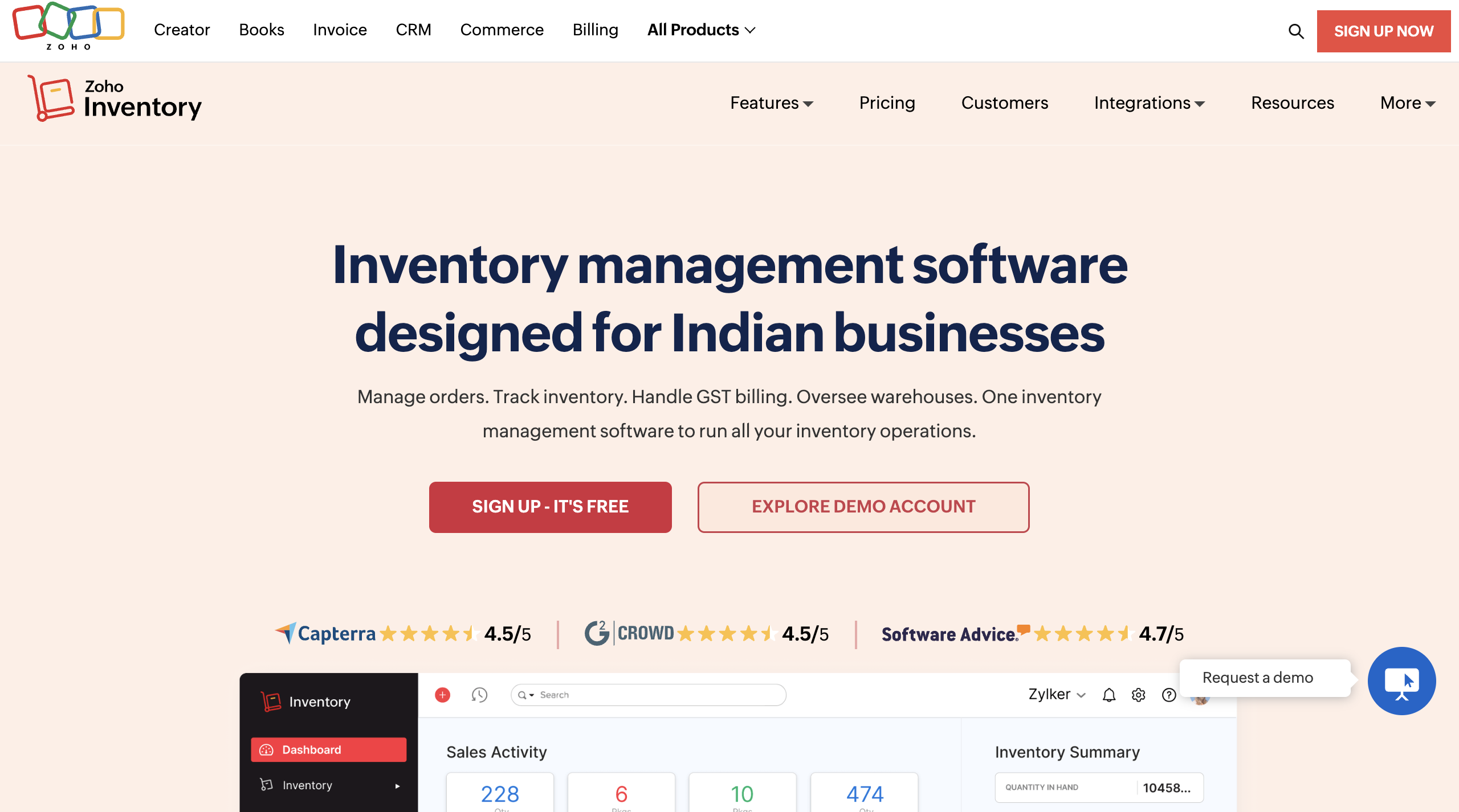 ZoHo- inventory management software
