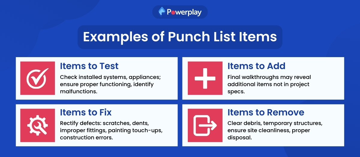Examples of Punch List Items 
